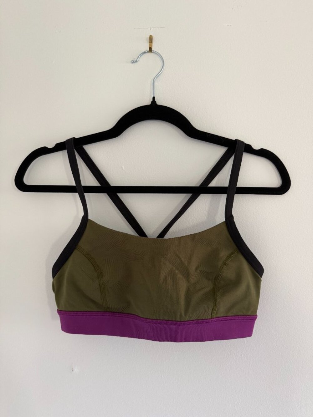 Lululemon - Rise and Run Sports Bra - Rare Green Purple Black Colorblock, Size 8